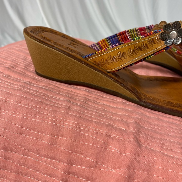 Size 8, Brown, Leather sandals with toe loop - Picture 2 of 12